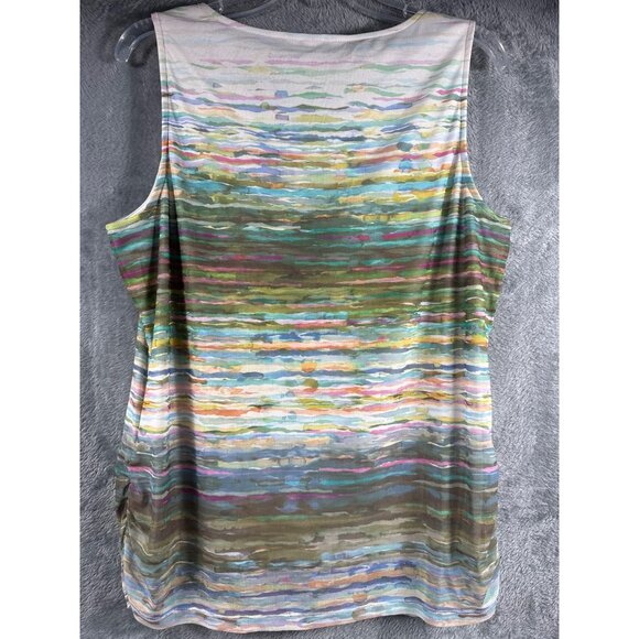 Christopher & Banks Petite Sleeveless Multicolor Striped Tank Top P/L Polyester - Picture 6 of 6
